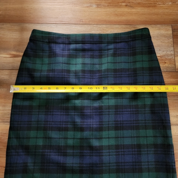 J. Crew the Pencil Skirt Blackwatch Plaid 10 Womens Blue Green Wool Blend - Picture 4 of 9